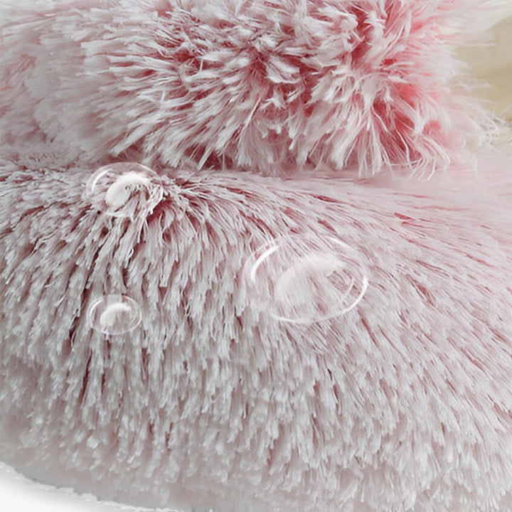 Round Faux Fur Pet Bed with Washable Cover and Non-Slip Base