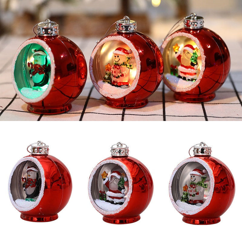 Light-Up Christmas Bauble with 3D Figure Inside