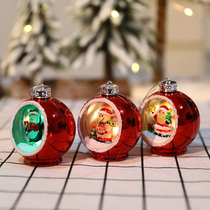 Light-Up Christmas Bauble with 3D Figure Inside