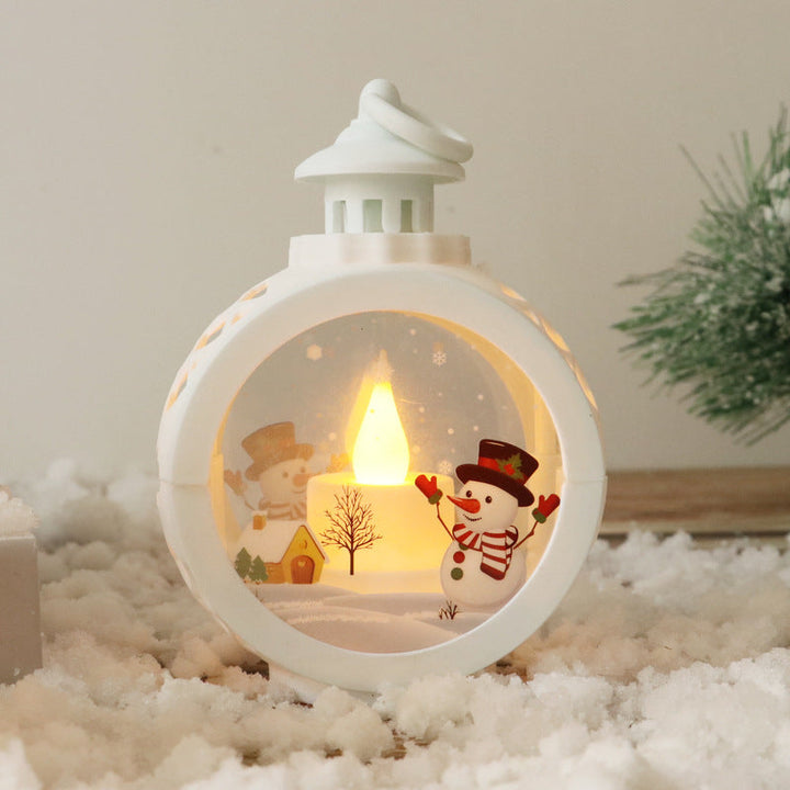 Glass LED Christmas Lantern with Snowman or Santa