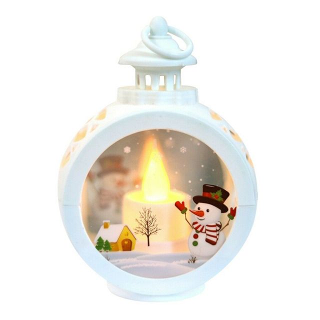 Glass LED Christmas Lantern with Snowman or Santa