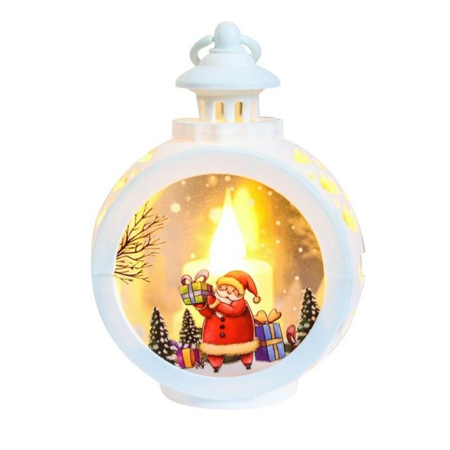 Glass LED Christmas Lantern with Snowman or Santa