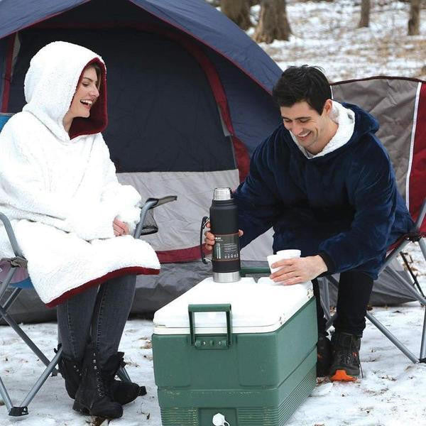 Fleece-Lined Blanket Jumper with Giant Hood and Pocket