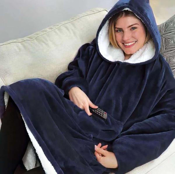 Fleece-Lined Blanket Jumper with Giant Hood and Pocket
