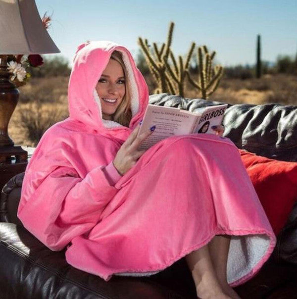 Fleece-Lined Blanket Jumper with Giant Hood and Pocket