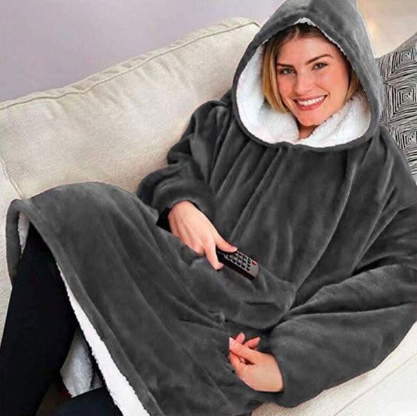 Fleece-Lined Blanket Jumper with Giant Hood and Pocket