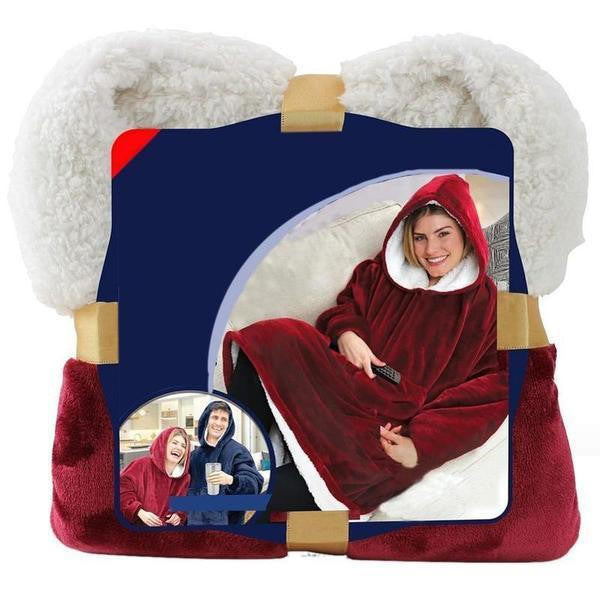 Fleece-Lined Blanket Jumper with Giant Hood and Pocket