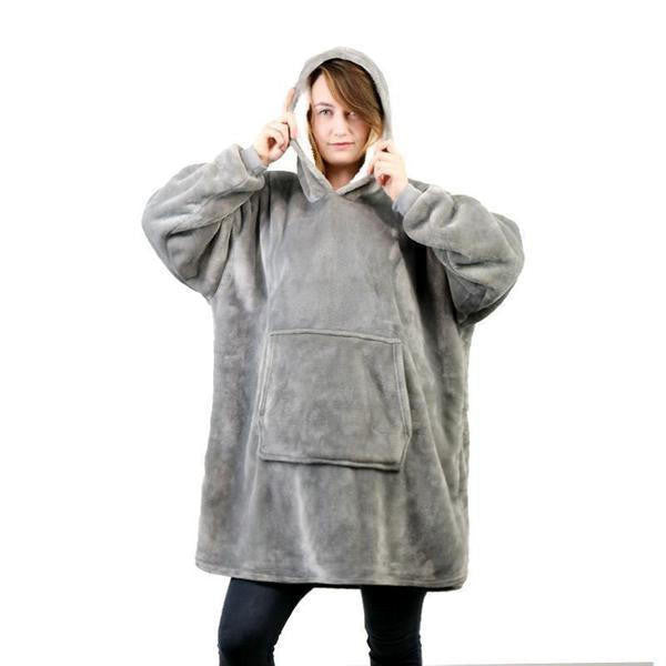 Fleece-Lined Blanket Jumper with Giant Hood and Pocket