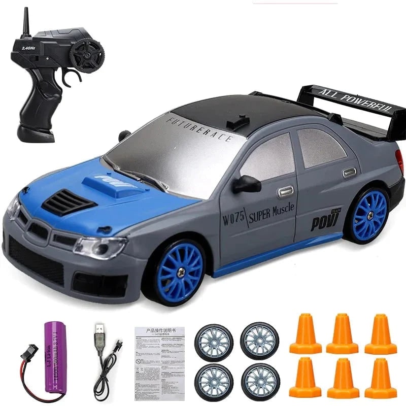 Harwelton™ Mini RC Drift Car with LED Headlights and Spare Wheels