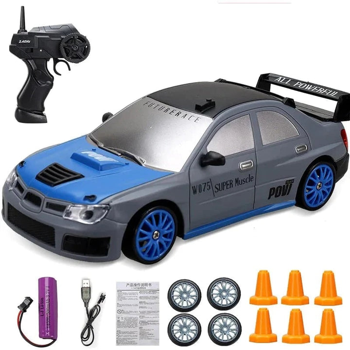Harwelton™ Mini RC Drift Car with LED Headlights and Spare Wheels