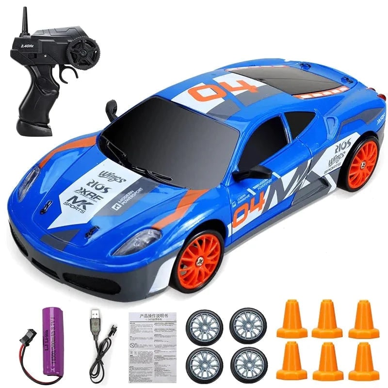 Harwelton™ Mini RC Drift Car with LED Headlights and Spare Wheels