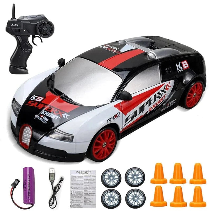 Harwelton™ Mini RC Drift Car with LED Headlights and Spare Wheels