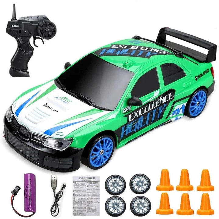 Harwelton™ Mini RC Drift Car with LED Headlights and Spare Wheels