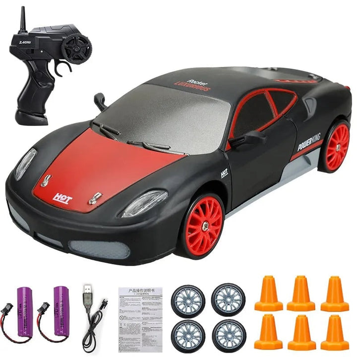 Harwelton™ Mini RC Drift Car with LED Headlights and Spare Wheels