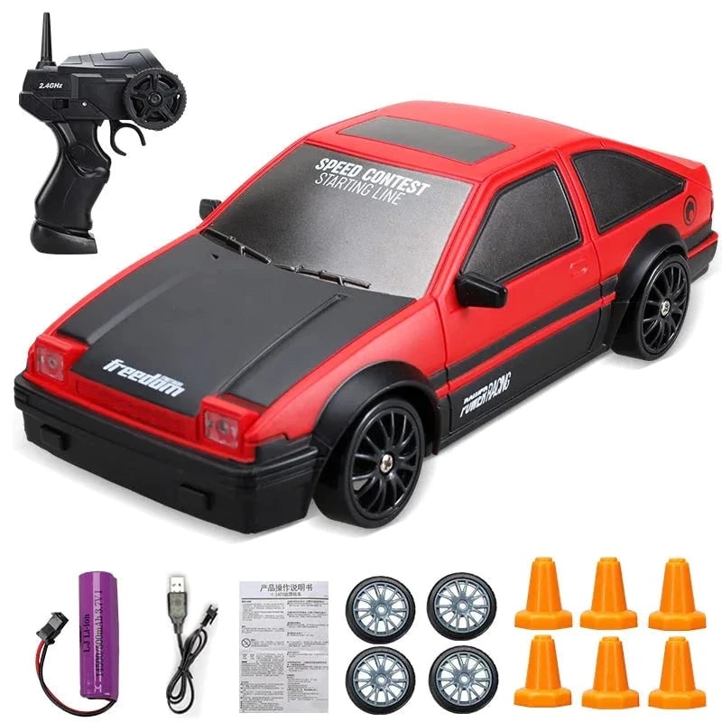 Harwelton™ Mini RC Drift Car with LED Headlights and Spare Wheels