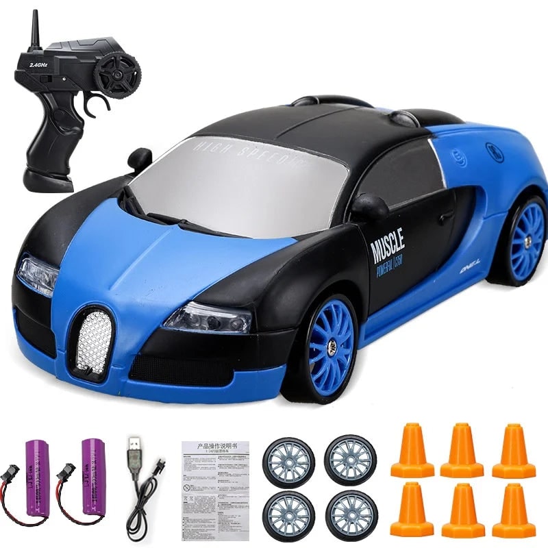 Harwelton™ Mini RC Drift Car with LED Headlights and Spare Wheels