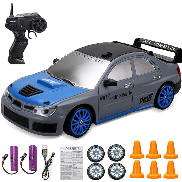 Harwelton™ Mini RC Drift Car with LED Headlights and Spare Wheels