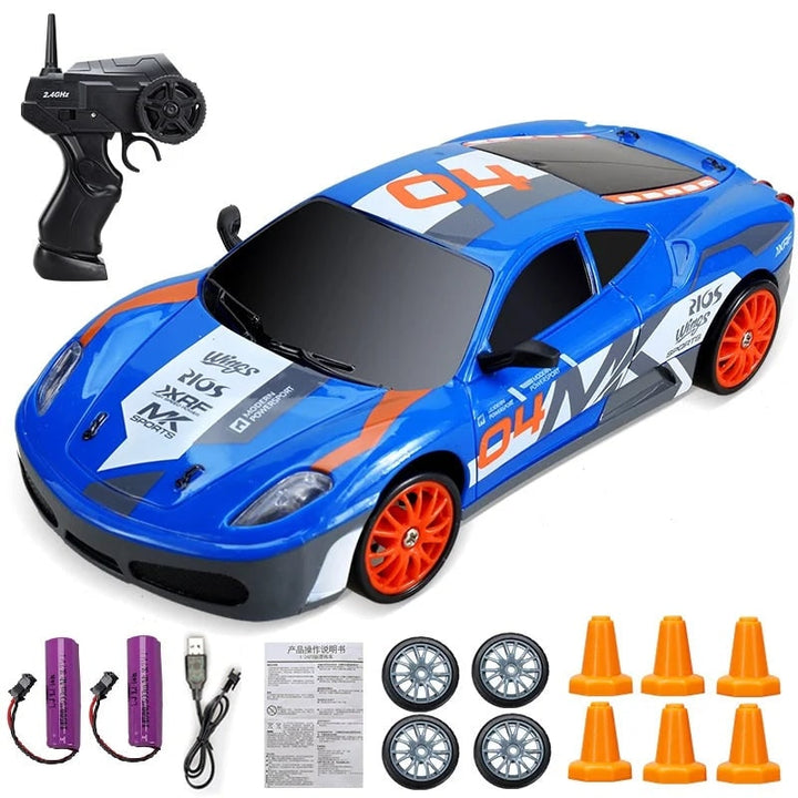 Harwelton™ Mini RC Drift Car with LED Headlights and Spare Wheels