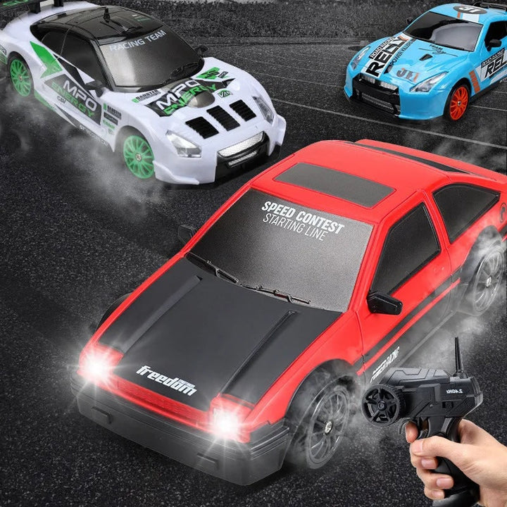 Harwelton™ Mini RC Drift Car with LED Headlights and Spare Wheels