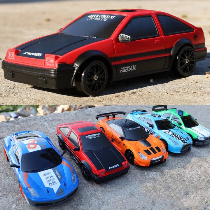 Harwelton™ Mini RC Drift Car with LED Headlights and Spare Wheels