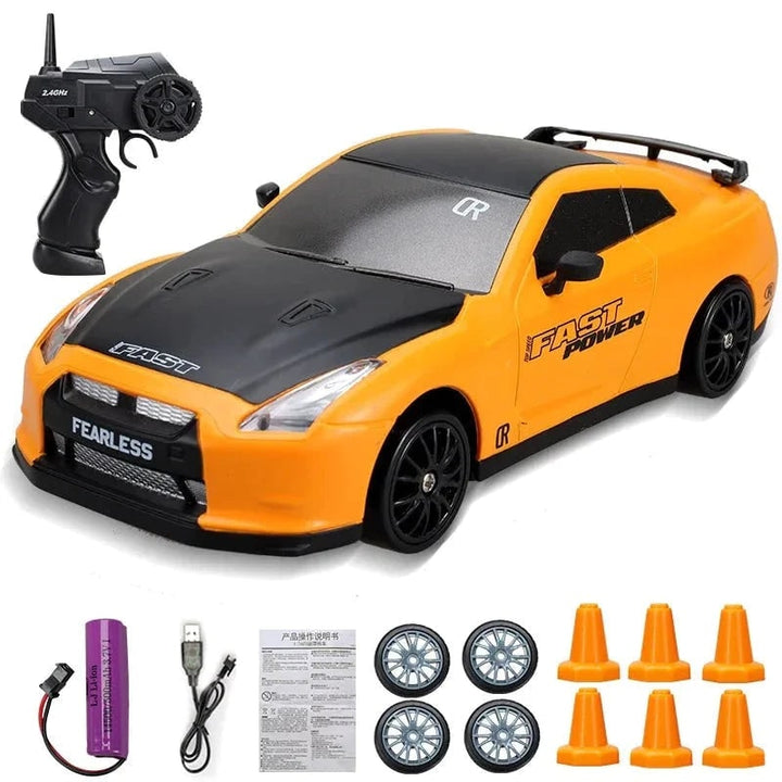 Harwelton™ Mini RC Drift Car with LED Headlights and Spare Wheels