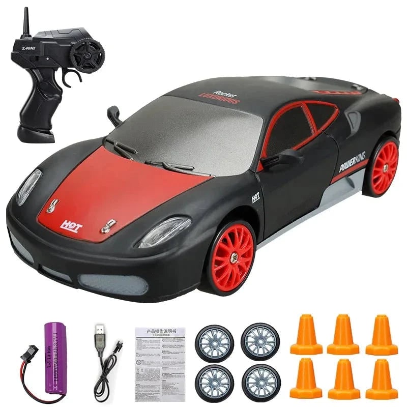 Harwelton™ Mini RC Drift Car with LED Headlights and Spare Wheels