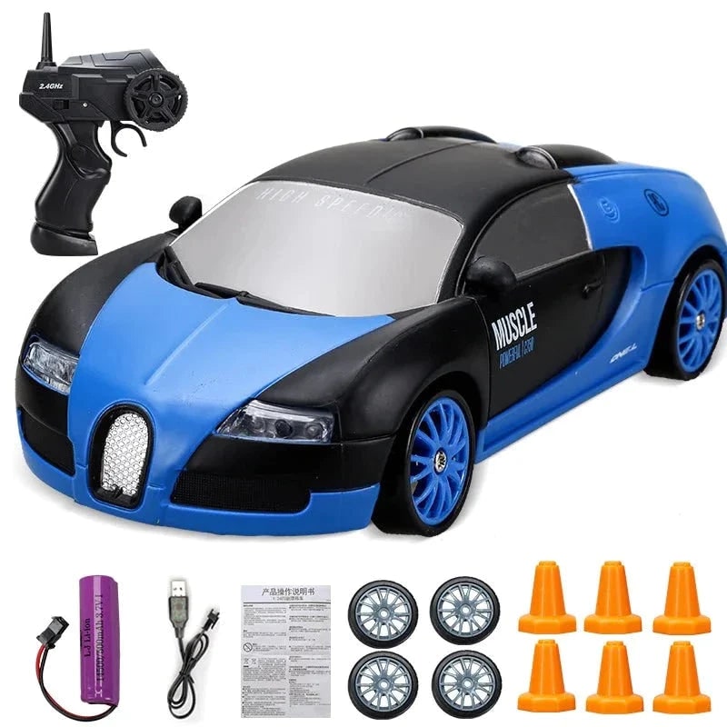 Harwelton™ Mini RC Drift Car with LED Headlights and Spare Wheels