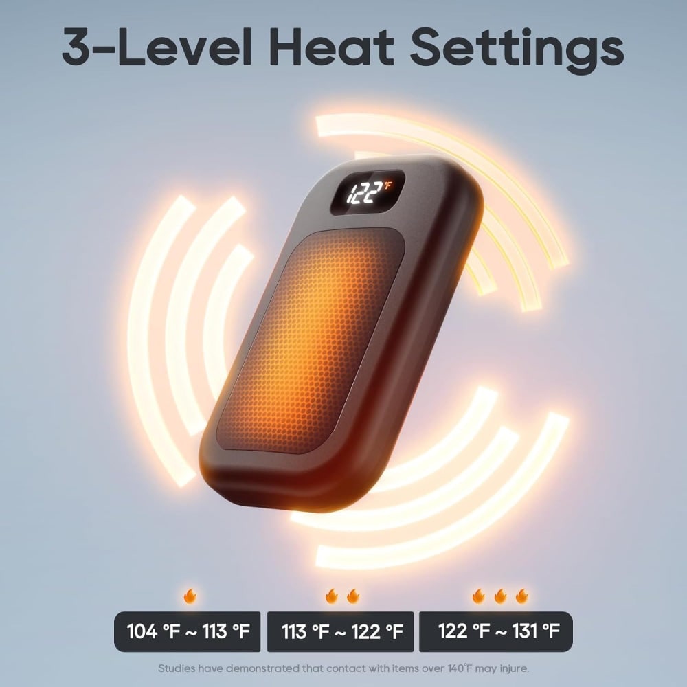 Harwelton™ Electric Hand Warmer with LED Display and 3 Heat Levels