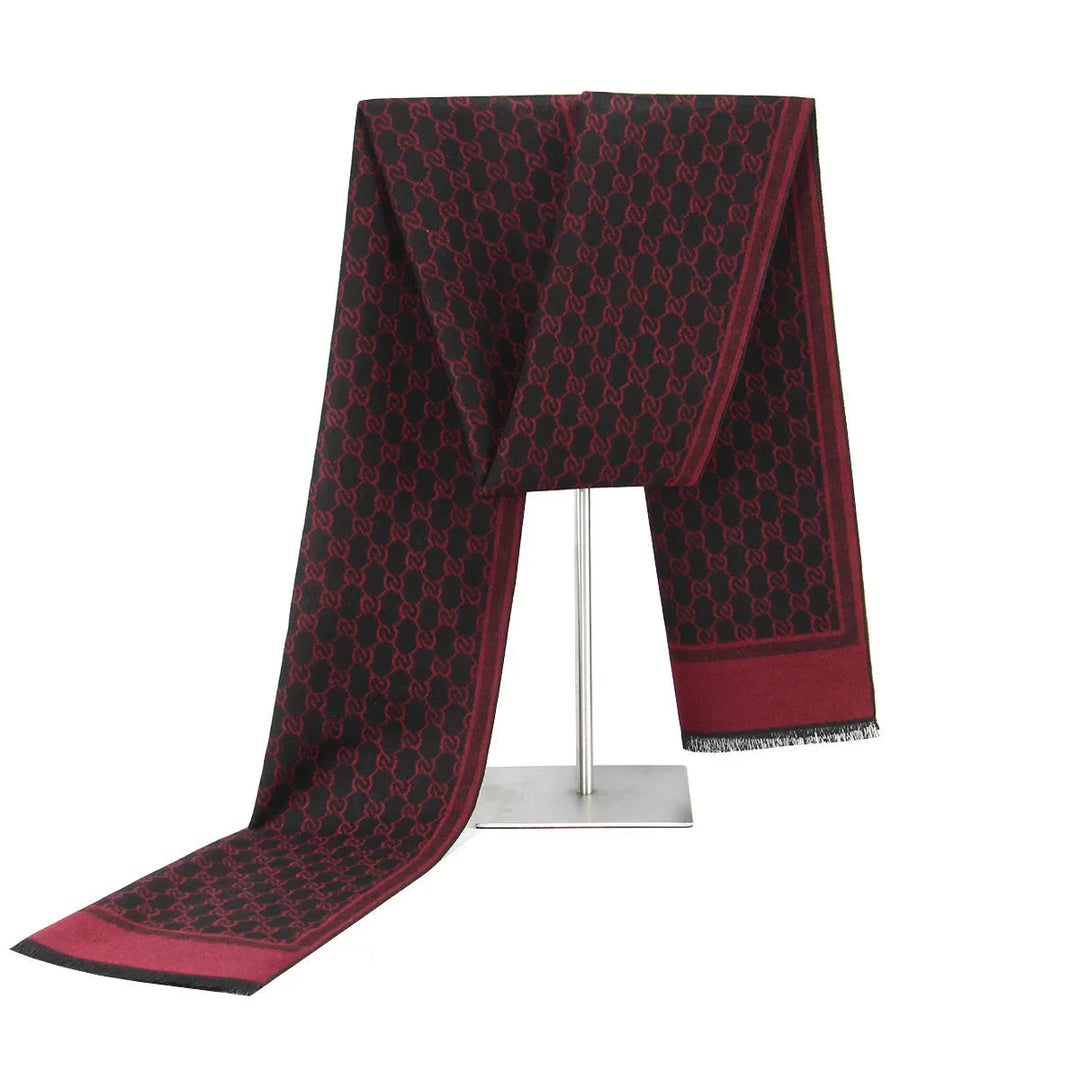 Harwelton™ Wool Blend Winter Scarf with Letter Print and Fringe