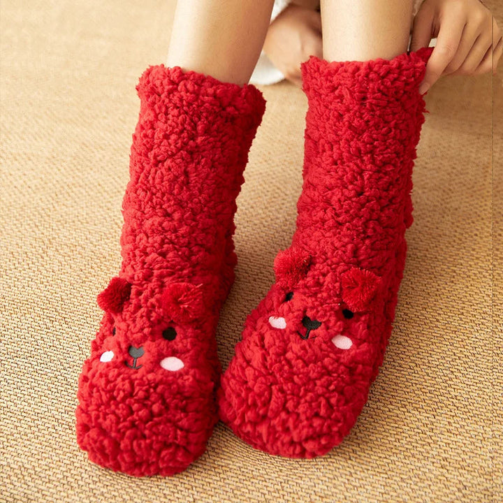 Harwelton™ Cute Bear Fleece Socks with Non-Slip Grip Sole