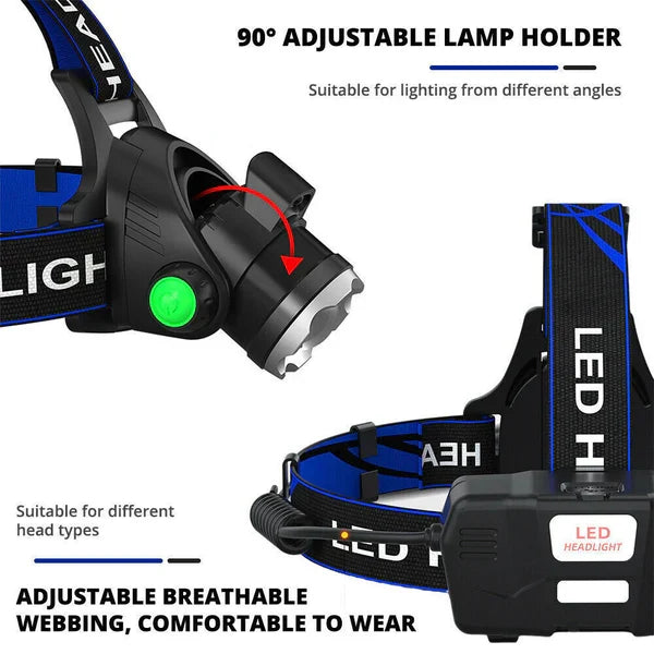 Harwelton™ Rechargeable Zoom LED Head Torch with SOS Mode