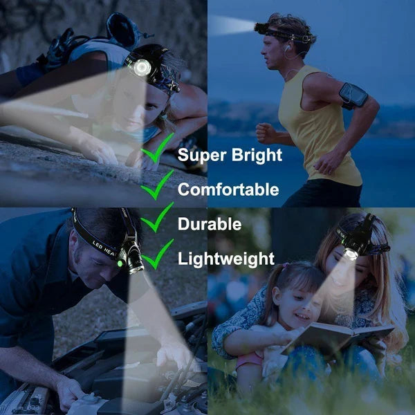 Harwelton™ Rechargeable Zoom LED Head Torch with SOS Mode
