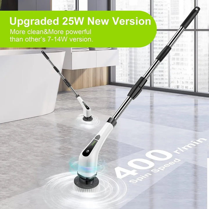 Cordless Electric Spin Scrubber with 7 Heads and Long Handle