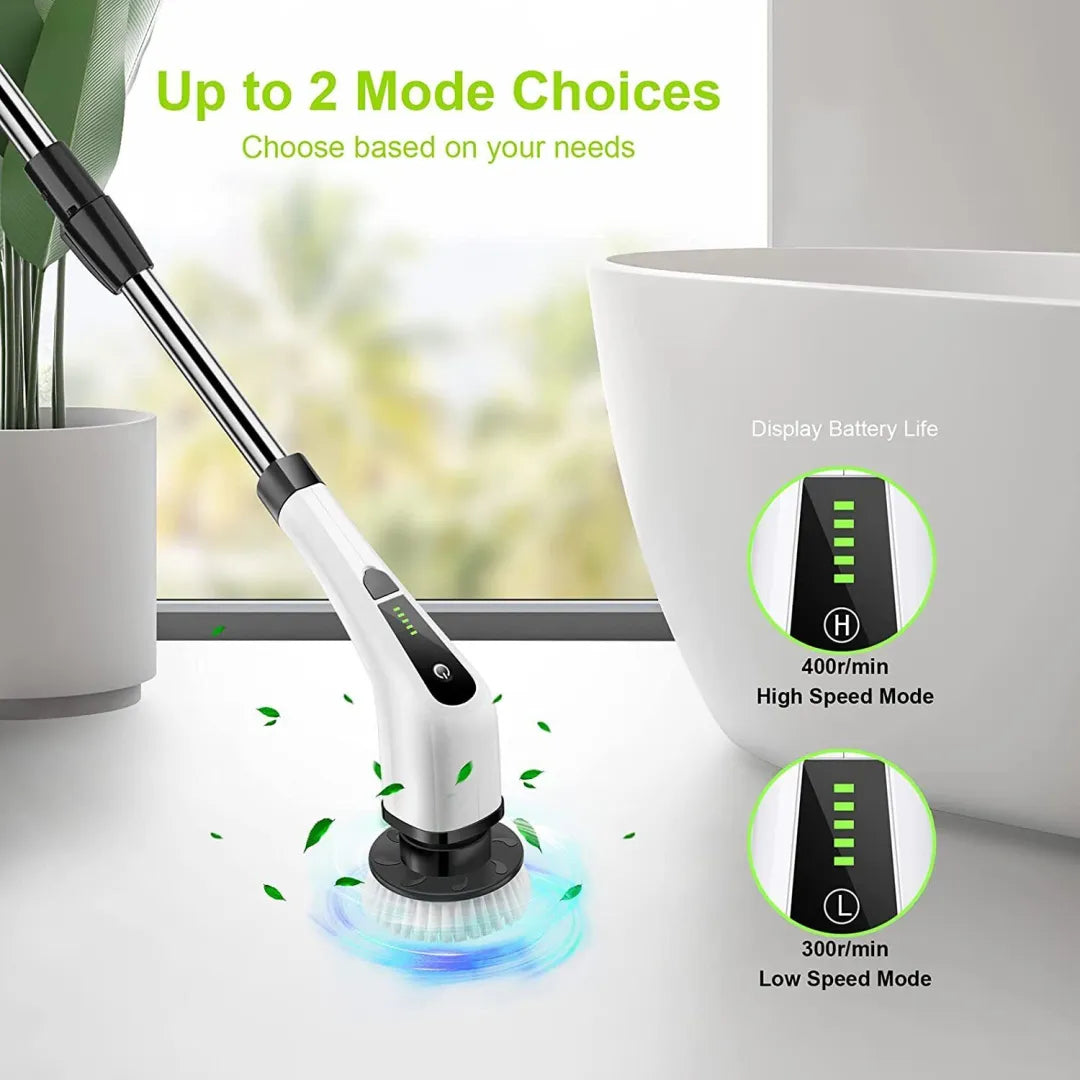 Cordless Electric Spin Scrubber with 7 Heads and Long Handle