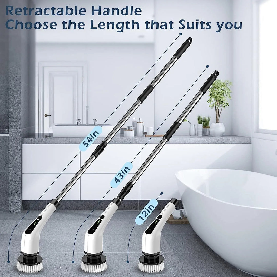 Cordless Electric Spin Scrubber with 7 Heads and Long Handle