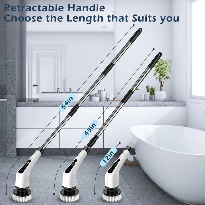 Cordless Electric Spin Scrubber with 7 Heads and Long Handle