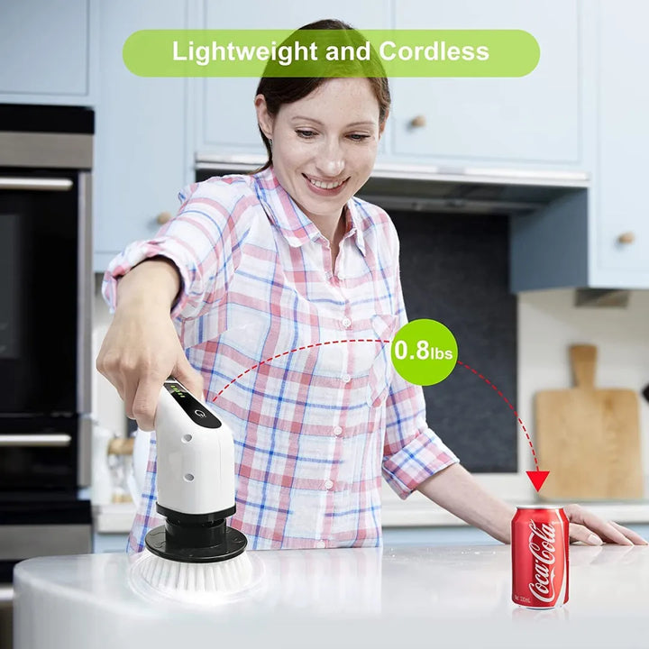 Cordless Electric Spin Scrubber with 7 Heads and Long Handle