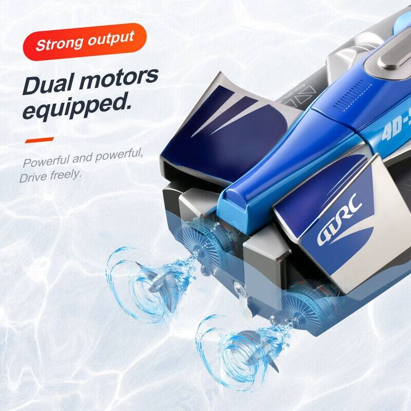 High-Speed RC Boat with Twin Motors and LED Lights, 35 km/h