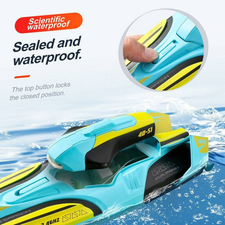 High-Speed RC Boat with Twin Motors and LED Lights, 35 km/h