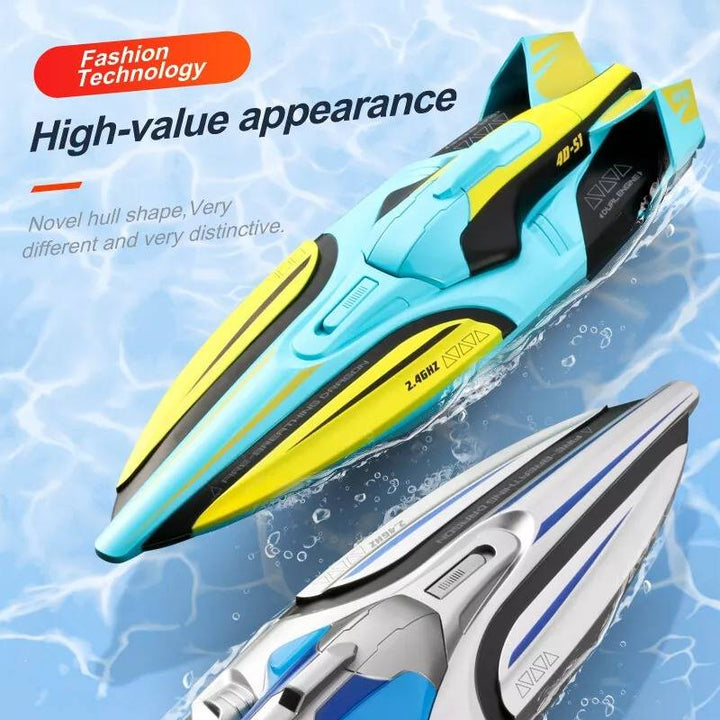 High-Speed RC Boat with Twin Motors and LED Lights, 35 km/h
