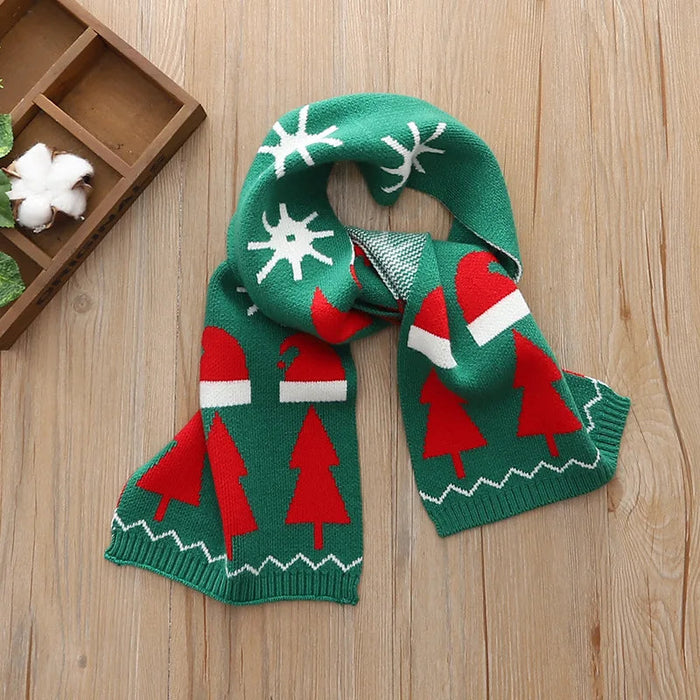 Harwelton™ Kids' Christmas Knit Scarf – Soft Wool Yarn with Reindeer