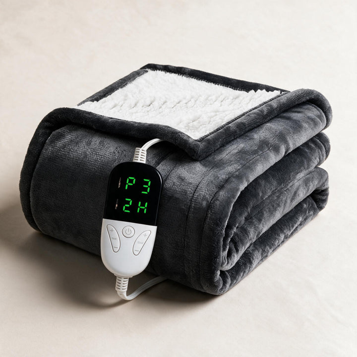 Harwelton™ Sherpa Heated Blanket with 6 Heat Settings &amp; Timer