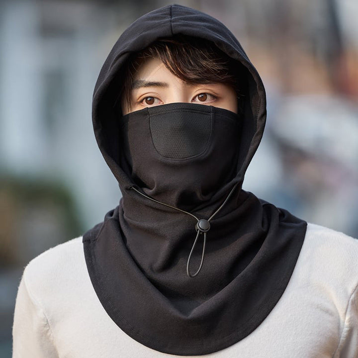 Hooded Cycling Face Mask with Built-In Neck Warmer