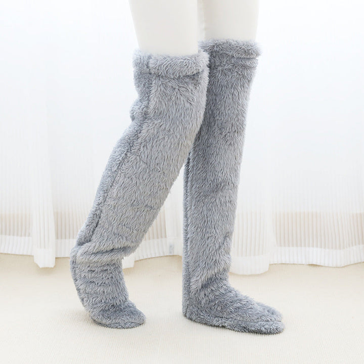 Fluffy Footless Leg Warmer Socks for Knees and Thighs