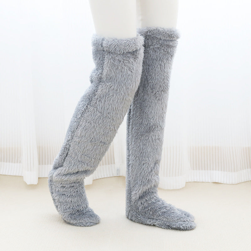 Fluffy Footless Leg Warmer Socks for Knees and Thighs