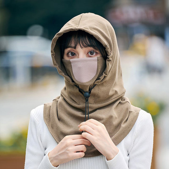 Hooded Cycling Face Mask with Built-In Neck Warmer