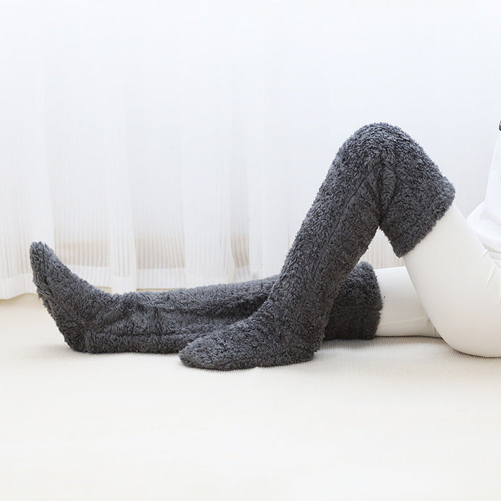 Fluffy Footless Leg Warmer Socks for Knees and Thighs