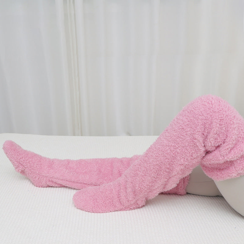 Fluffy Footless Leg Warmer Socks for Knees and Thighs