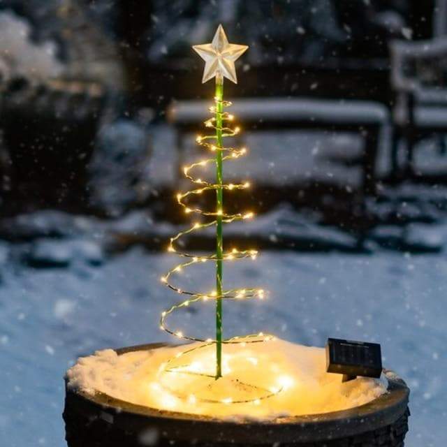 Harwelton™ Solar Metal Christmas Tree with LED Lights and Glowing Star