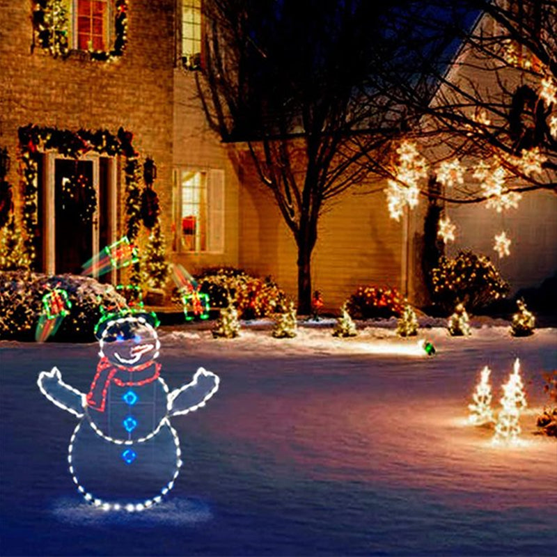 Animated LED Snowball Fight Light | Outdoor Snowman &amp; Penguin Christmas Decor